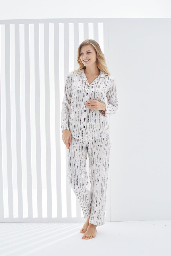 Desenli Pijama Takımı Polyester viskon Erdeniz 0248