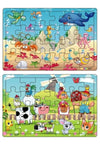4 Adet 24 Parçalı Ahşap Puzzle Yapboz Seti Çiftliğim Okyanus Vahşi Hayvan Çiftliğim