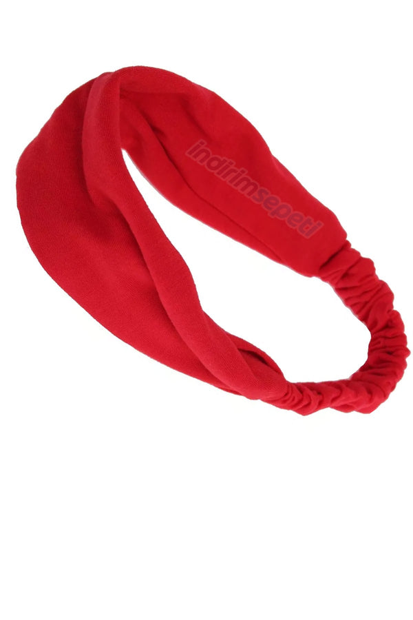 Saç Bandı Bandanası Bahar ve Yaz Boho Stili, Lastikli Esnek Bandı, Plaj ve Seyahat Kırmızı