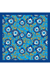 Lale Nazar Desenli Mavi Saten Kumaş Fular Parlak ve Soft ipeksi Bandana
