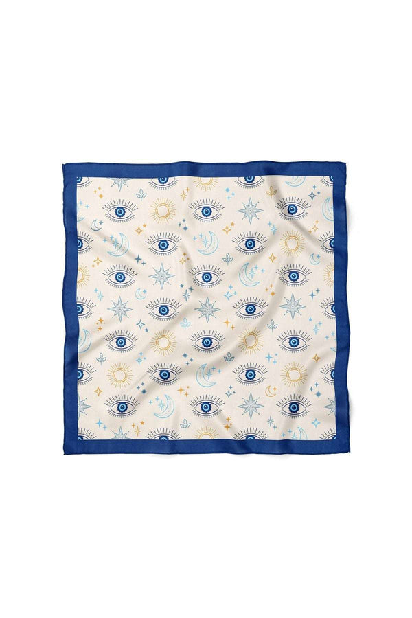 Göz Desenli Saten Kumaş Fular Parlak ve Soft ipeksi Bandana Friendly