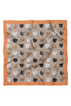 Kedi DesenliKahve Saten Kumaş Fular Parlak ve Soft ipeksi Bandana