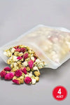 4 Adet Fermuarlı Plastik Gıda Poşeti Buzlu Şeffaf Kilitli Tabanlı 26,5 x 16 cm