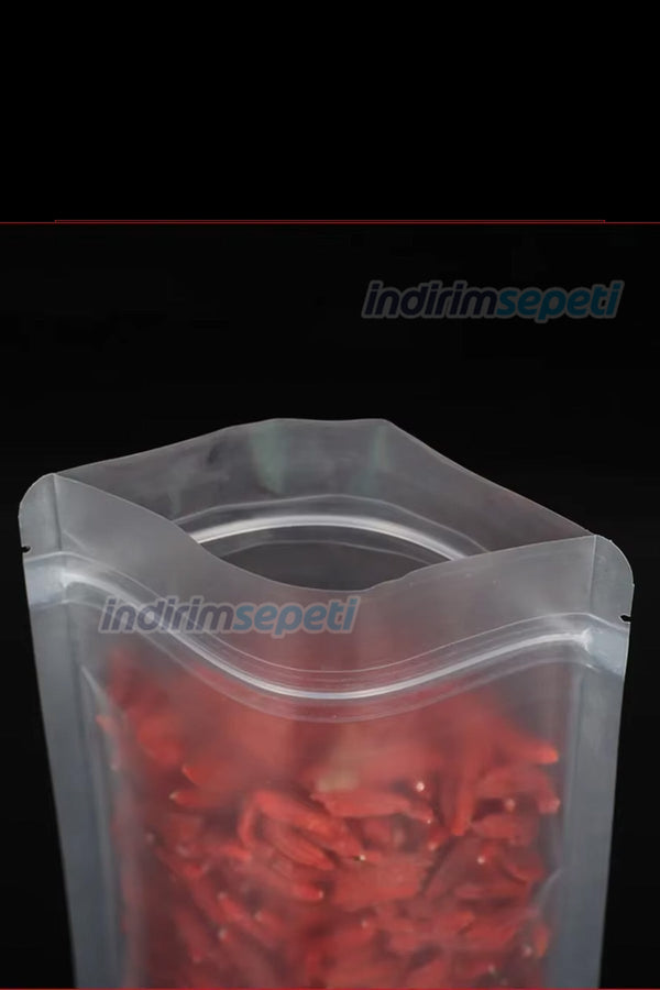 4 Adet Fermuarlı Plastik Gıda Poşeti Buzlu Şeffaf Kilitli Tabanlı 26,5 x 16 cm