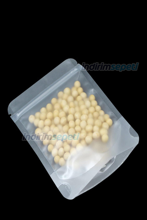 4 Adet Fermuarlı Plastik Gıda Poşeti Buzlu Şeffaf Kilitli Tabanlı 26,5 x 16 cm
