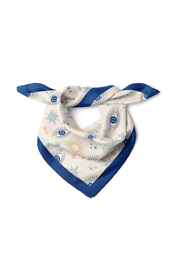 Göz Desenli Saten Kumaş Fular Parlak ve Soft ipeksi Bandana Friendly