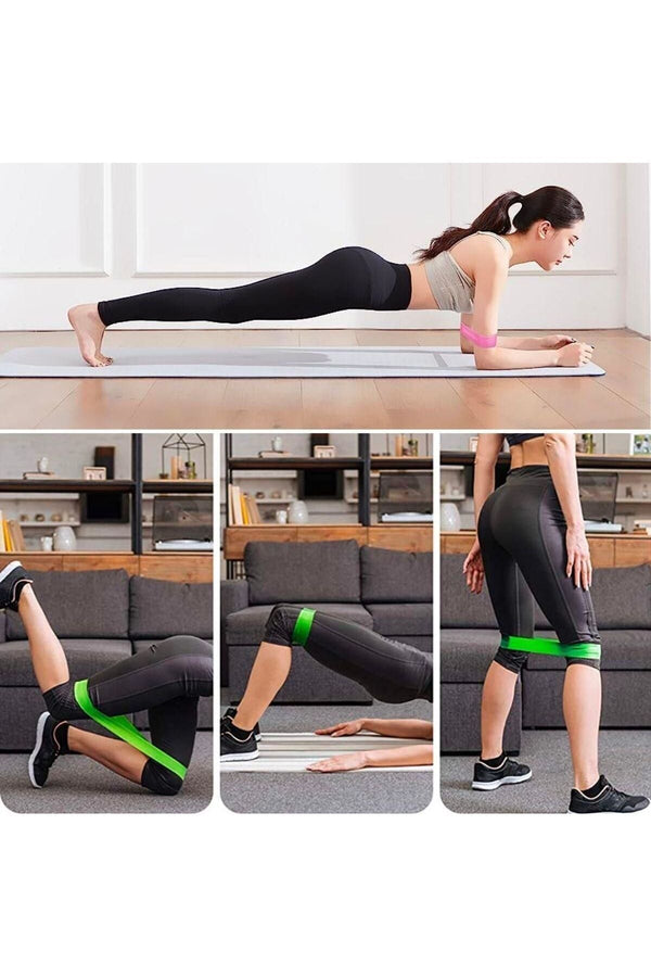 5 li Egzersiz Direnç Bant Seti Pilates Crossfit Ekipmanları Kutulu Çantalı