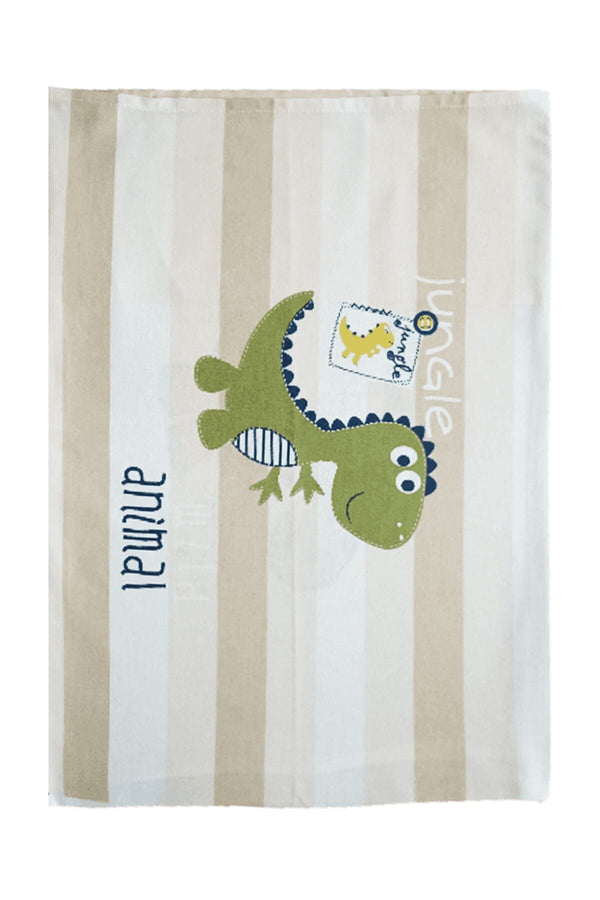 Bebek Çocuk Yastık Kılıfı 35x45 cm % 100 Pamuklu Kumaş Renkli Minik Dinazor
