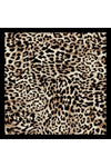 Leopar Desen Kahverengi Saten Fular Bandana 70x70 cm