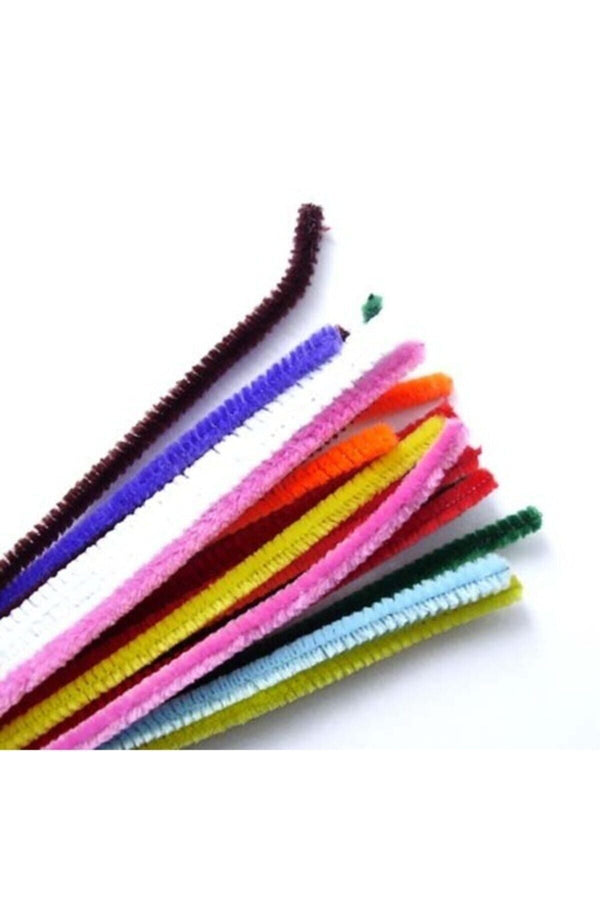 50 Adet Şönil 30 Cm Tüylü Eğitici Şönil Seti Renkli