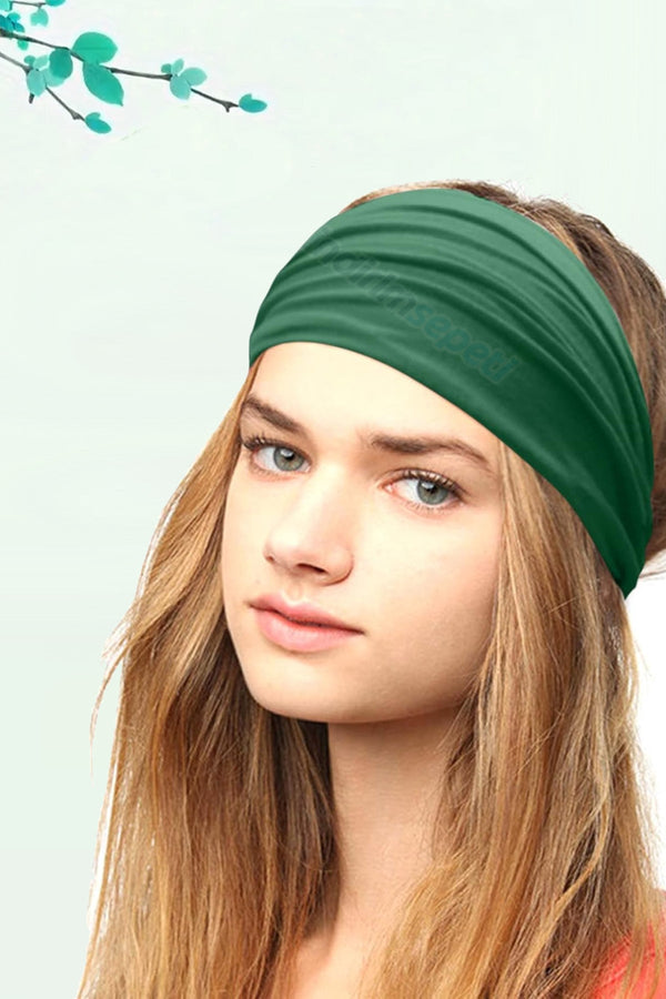 Saç Bandı Bandanası Bahar ve Yaz Boho Stili, Lastikli Esnek Bandı, Plaj ve Seyahat Yeşil