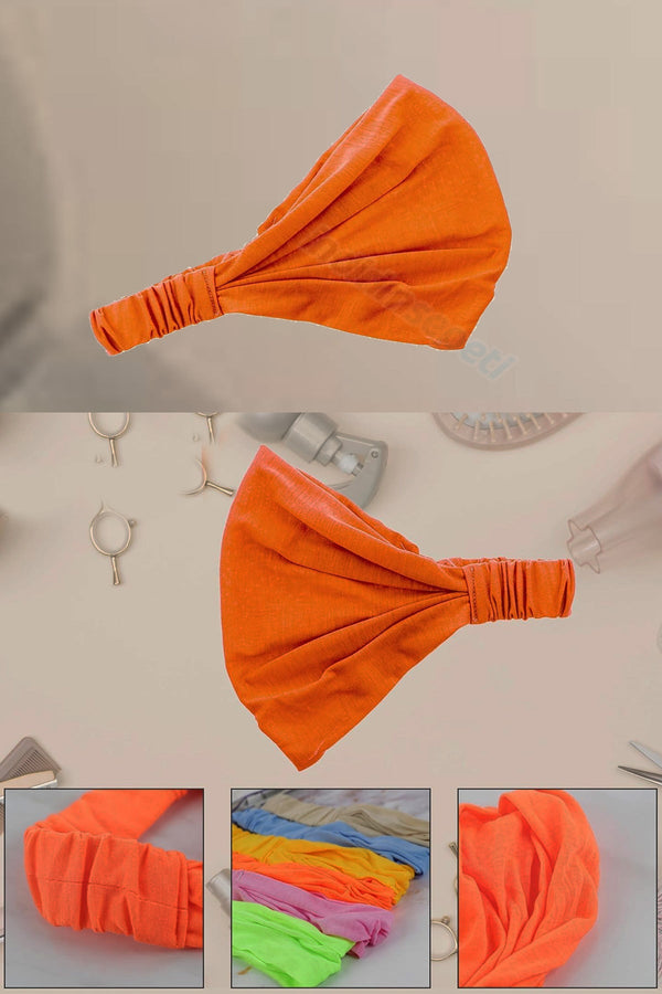 Saç Bandı Bandanası Bahar ve Yaz Boho Stili, Lastikli Esnek Bandı, Plaj ve Seyahat Turuncu