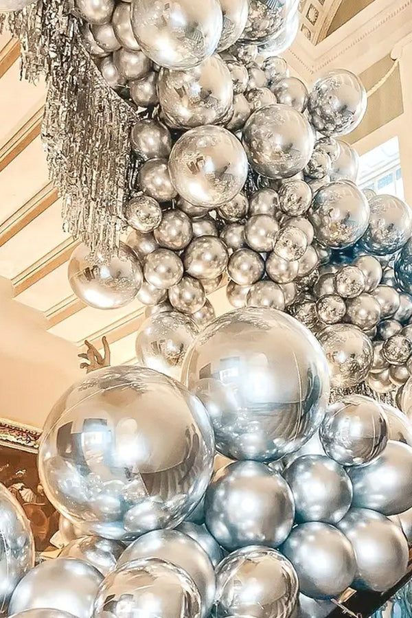 100 Adet Metalik Krom Silver Gümüş Balon Doğum Günü Süsleme Düğün Bebek Parti Balonları