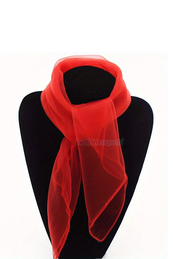 Kırmızı Şifon Kare Eşarp Bandana Polyester Etkinlik Kutlama 23 Nisan, 29 Ekim, 19 Mayıs