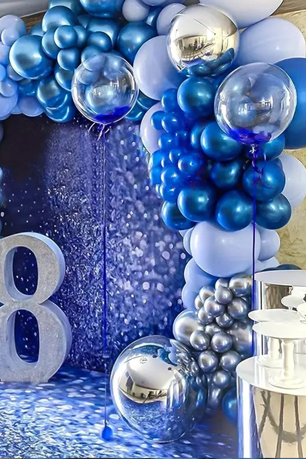 100 Adet Metalik Krom Mavi Blue Renk Balon Doğum Günü Süsleme Düğün Bebek Parti Balonları