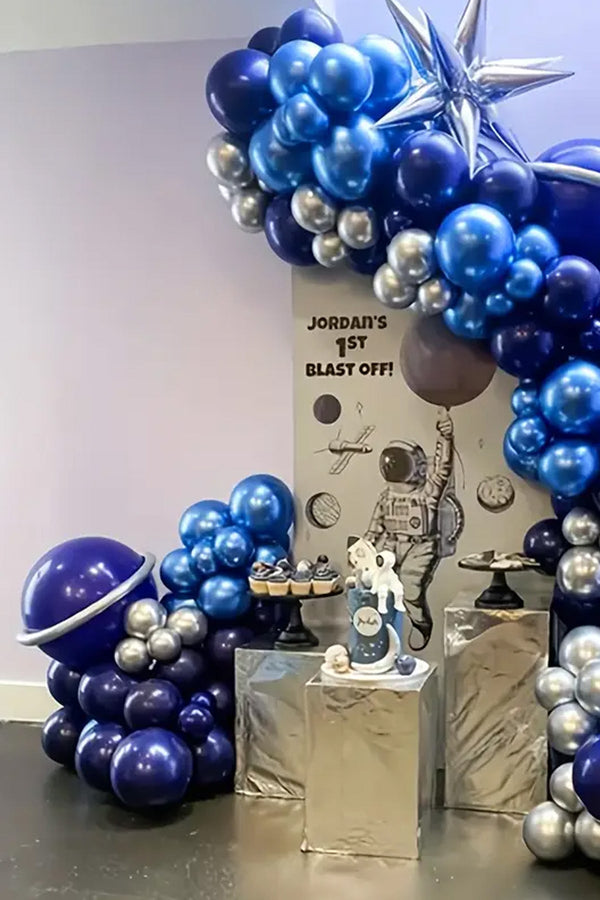100 Adet Metalik Krom Mavi Blue Renk Balon Doğum Günü Süsleme Düğün Bebek Parti Balonları