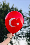 100 Adet Bayrak Ay yıldız Balon Türk Bayraklı Kırmızı Baskılı Balon 23 Nisan 19 Mayıs