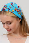 Boncuklu Pamuklu Kumaş Paraşüt Lastikli Bandana Saç Aksesuar Mavi