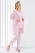 Pembe Renk Dantel Detaylı 3lü Kısa Kol ve Sabahlıklı Erdeniz 3401 Hamile Pijama Takımı Bebe Pembe