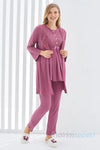 Sabahlıklı Erdeniz 3403 Hamile Pijama Takımı Vişne Bisiklet Yaka Dantelli